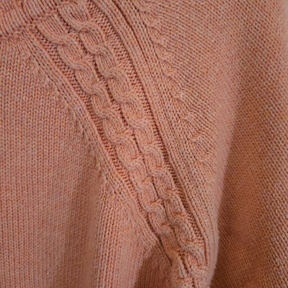 Pendleton Apricot Mock Neck CableKnit Cotton Blend Sweater Size XL - Picture 3 of 6